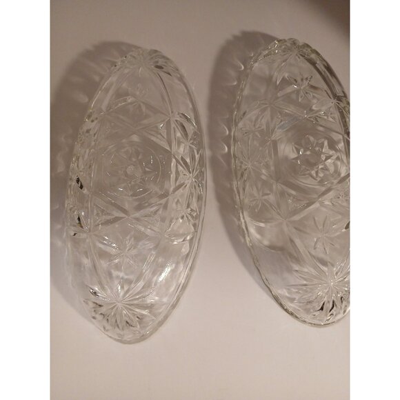 Vintage Anchor Hocking Prescut Clear Pickle Dish Olives Appetizers Lot of 2 - Picture 5 of 9